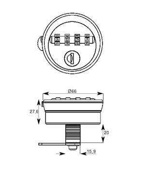 Four-Wheel Combination Lock measurements